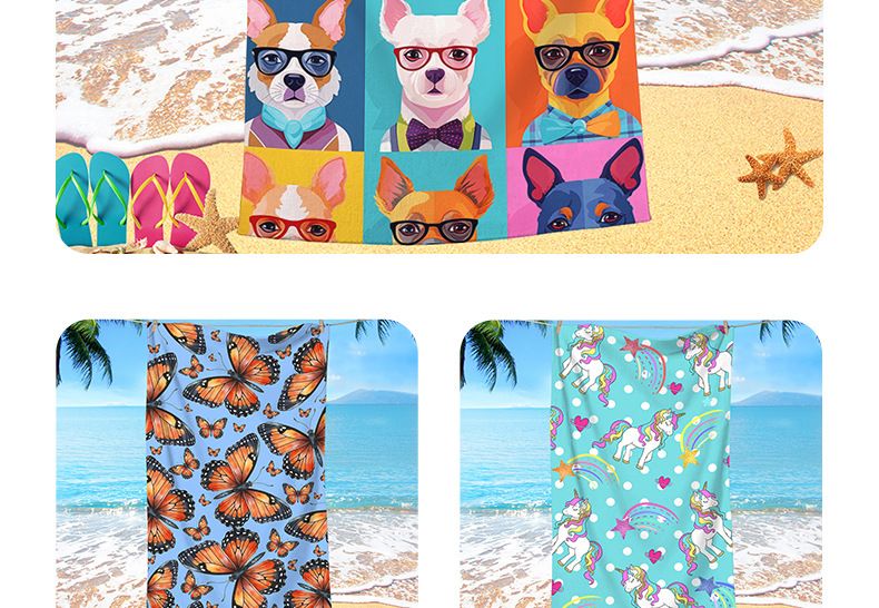 Cartoon Watermelon Beach Water Absorbent Towel Ultra fine Fiber Digital Printed Striped Beach Towel Bath Towel_voghion.com