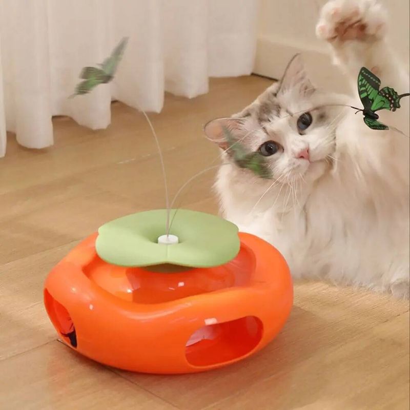 Giocattolo interattivo elettrico rotante automatico a forma di farfalla con piume antiscivolo incorporato, rotazione a 360 gradi, di PawParty Store_voghion.com