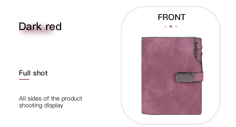 BAELLERRY new women's short wallet version with multiple card slots zipper coin purse buckle card bag men purse_voghion.com