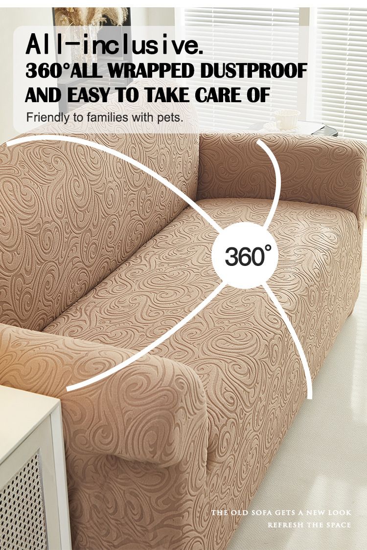 Elastic Jacquard Sofa Cover - Full Coverage Non-Slip Stretchable Couch Slipcover With Textured Velvet Fabric_voghion.com