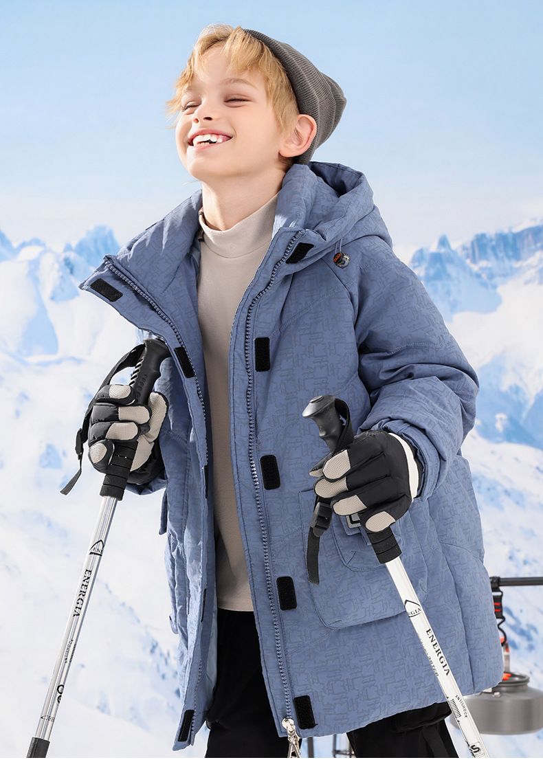 Boys' Long Puffer Jacket With Hood - Thickened Down Coat For Kids, Winter Warm Jacket, Blue/Black/Green, Size 120-170cm_voghion.com