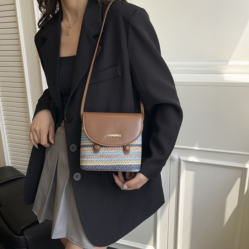 Nischendesign, gewebt, 2025, neue Damen-Umhängetasche mit einer Schulter, stilvolle Farbblock-Modetasche_voghion.com