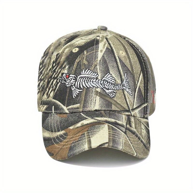 Berretto da baseball con visiera e ricamo a forma di pesce per amanti della pesca all'aperto, per uomini e donne_voghion.com