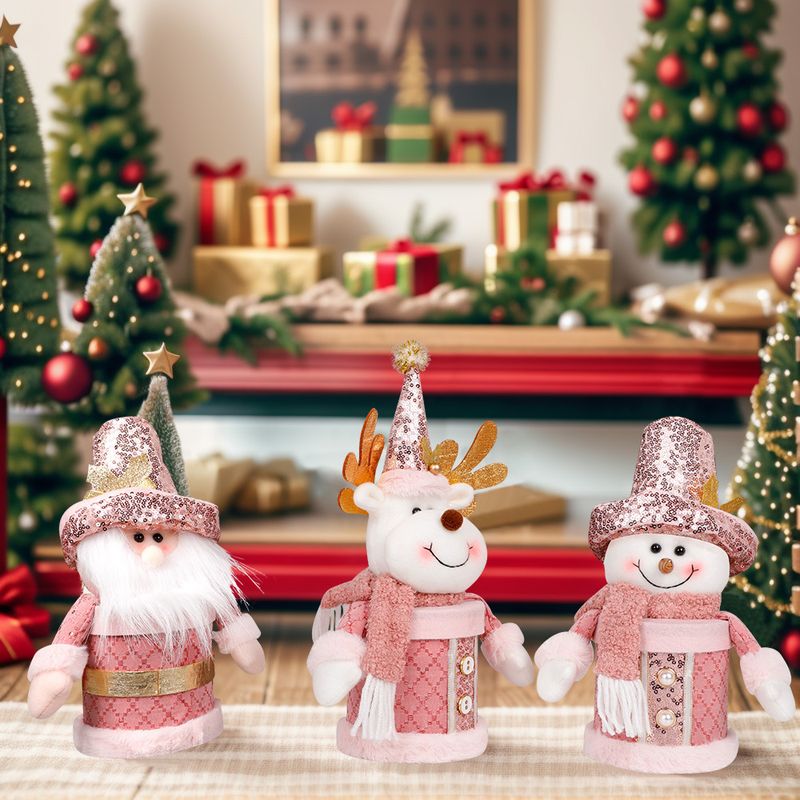 Kalėdų Senelis Sniego senelis saldainių vaikiška dėžutė Kalėdų rožinės spalvos dovanų maišelio priedai_voghion.com