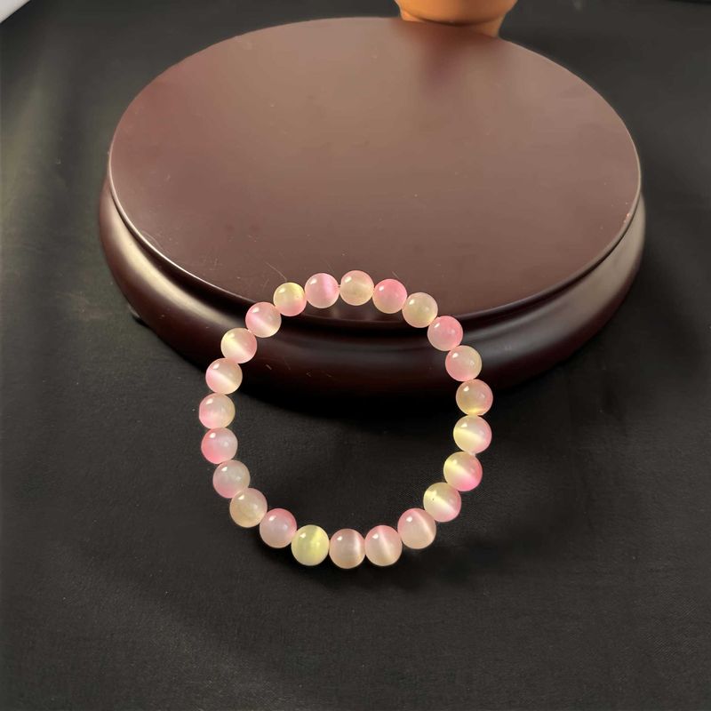 Pembe Kedi Gözü Taşlı Bilezik - Kadınlar İçin Mistik Kristal Şifalı Takı, Şık Bohem Şık Enerji Bilekliği_voghion.com