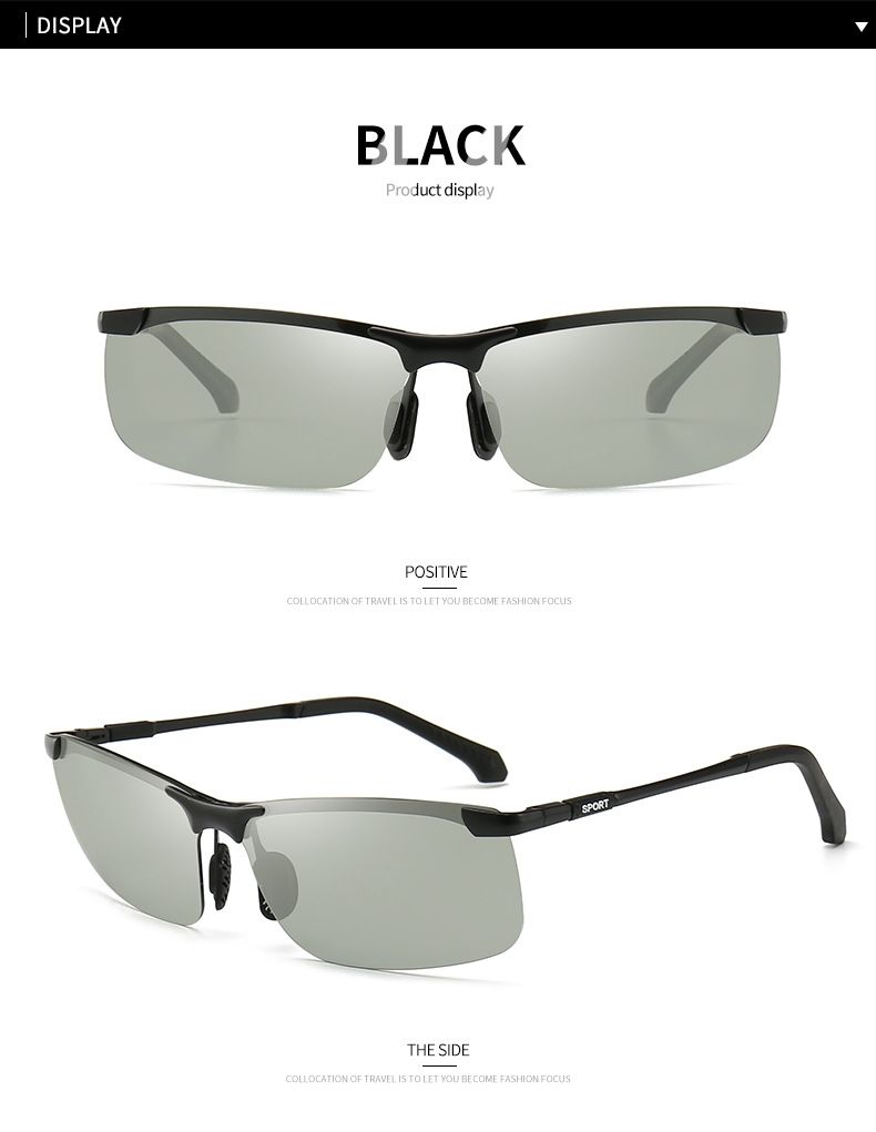 Newest Fashion Men Chameleon Driving Sun Glasses UV400 Alloy Frame Photochromic Polarized Sunglasses 3066_voghion.com