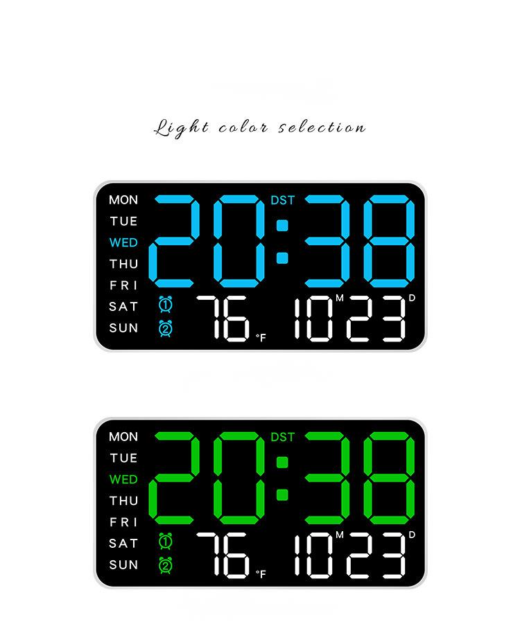 Rahmenlose elektronische multifunktionale und Stand-Dual-Use-einfache Digitalanzeige Wohnzimmer Wanduhr 6659_voghion.com