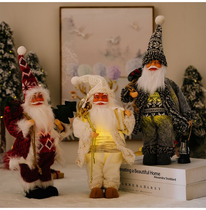Juldekorationer stående hållning med lampor Christmas resin old man Christmas home decoration ornaments_voghion.com