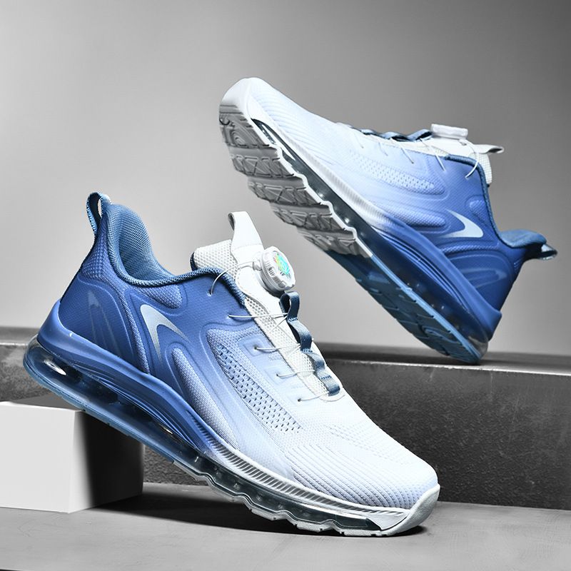 Spring Ultra-Light Rotating Button Men's Popcorn Soft Sole Comfortable Sports Running Shock Absorption No-Tie Shoes_voghion.com