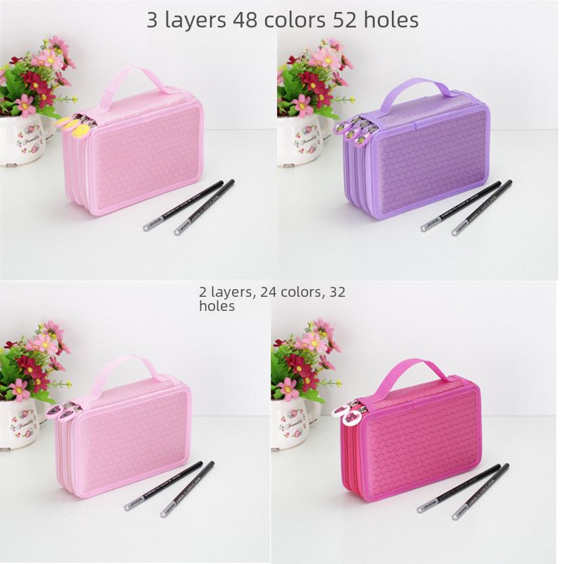 Trousse à crayons à quatre couches pour étudiants, trousse à crayons de couleur pour pinceaux de 72 couleurs, trousse de rangement poreuse pour papeterie, trousse à crayons d'art, vente en gros_voghion.com