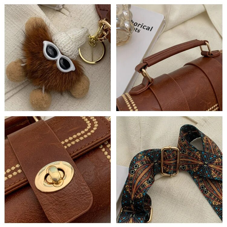 Mini Rtro Fmal Bags PU Lathr Fashion Cross Body Handbags With Advancd Sns Singl Shouldr Portabl Cylindr_voghion.com