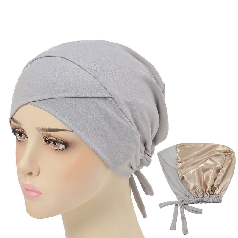 new multi-color satin lining turban hat drawstring bottom hat forehead cross strap hood_voghion.com