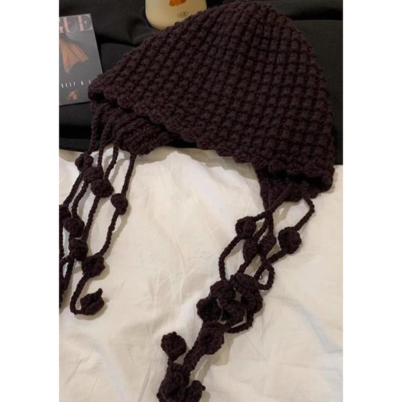 Sichuan West Travel Red Hollow Beanie High-end Style Knitted Mountaineering Pullover Cold Hat For Women_voghion.com