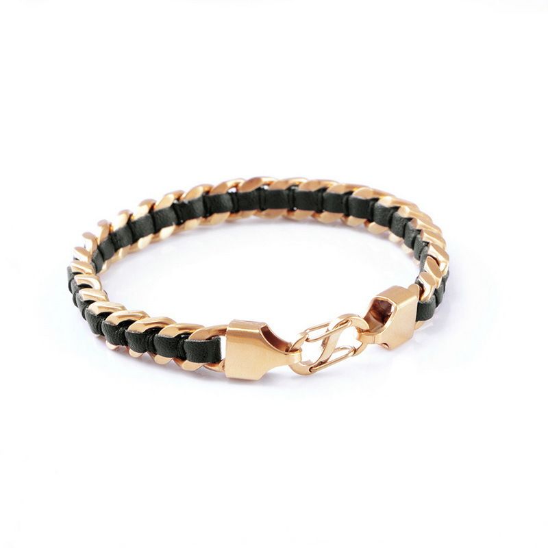 Neues Herrenarmband aus ultrafeinem Faserleder, gewebt aus Edelstahl, modische Persönlichkeit, kubanische Kette_voghion.com