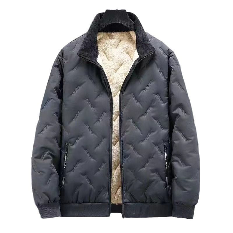 NOKOMETA Winterjacke aus Lammwolle, locker geschnitten, große Größe, Samt, wattiert, dick, winddicht, wasserdicht, warm, Herrenjacke mit Baumwollwattierung_voghion.com