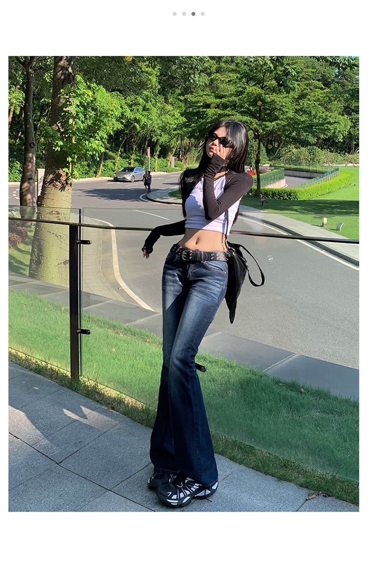 Women's Retro Low-Rise Flared Jeans - Stretch Slim Fit Bootcut Pants_voghion.com