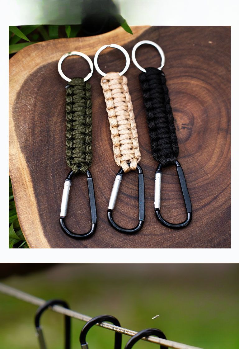 Portachiavi intrecciato fatto a mano con moschettone in paracord a sette fili, per escursionismo, campeggio, picnic e sopravvivenza_voghion.com