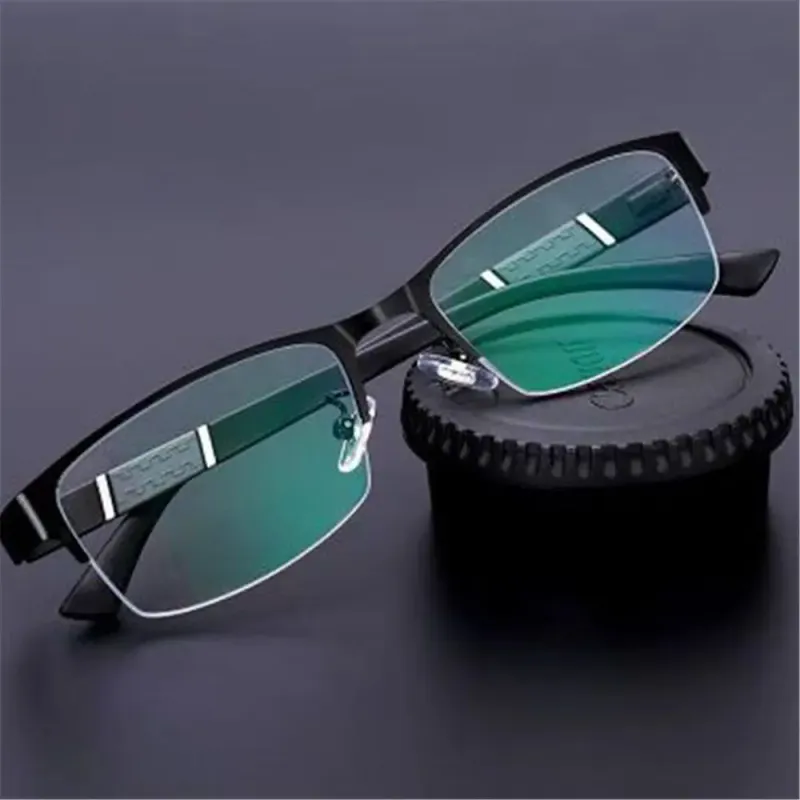 Brille Männer Anti-Blaulicht Business Lesebrille Vintage Halb Rahmen Augenschutz Ultraleichte Büro Brillen_voghion.com