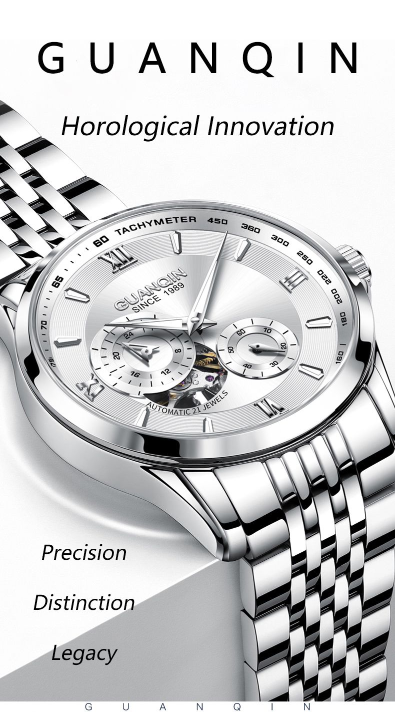 GUANQIN Watches For Man Automatic Movement Small Second Subdial Sports Edition 30M Water Resistance Luminous Men's Wrist Watches_voghion.com