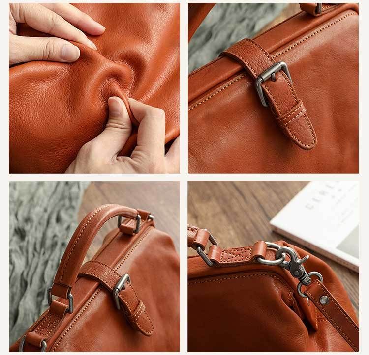Borsa da dottore in pelle conciata al vegetale, borsa retrò da donna, in pelle bovina colorata, a tracolla, da donna, borsa da dottore 32051_voghion.com