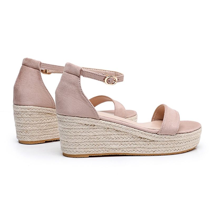 Γυναικεία Παπούτσια Μεγάλα Μεγέθη με Τακούνι Σφήνας, Χοντρές Σόλες, Σανδάλια με Ψηλοτάκουνο και Σχοινί, Σανδάλια με Ψηλοτάκουνο και Σχοινί_voghion.com