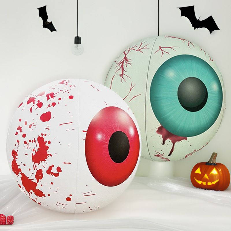 PVC Inflatable LED Eyeball, Halloween Glowing Ball Decoration With Bloodshot Effect, Horror Party Prop_voghion.com