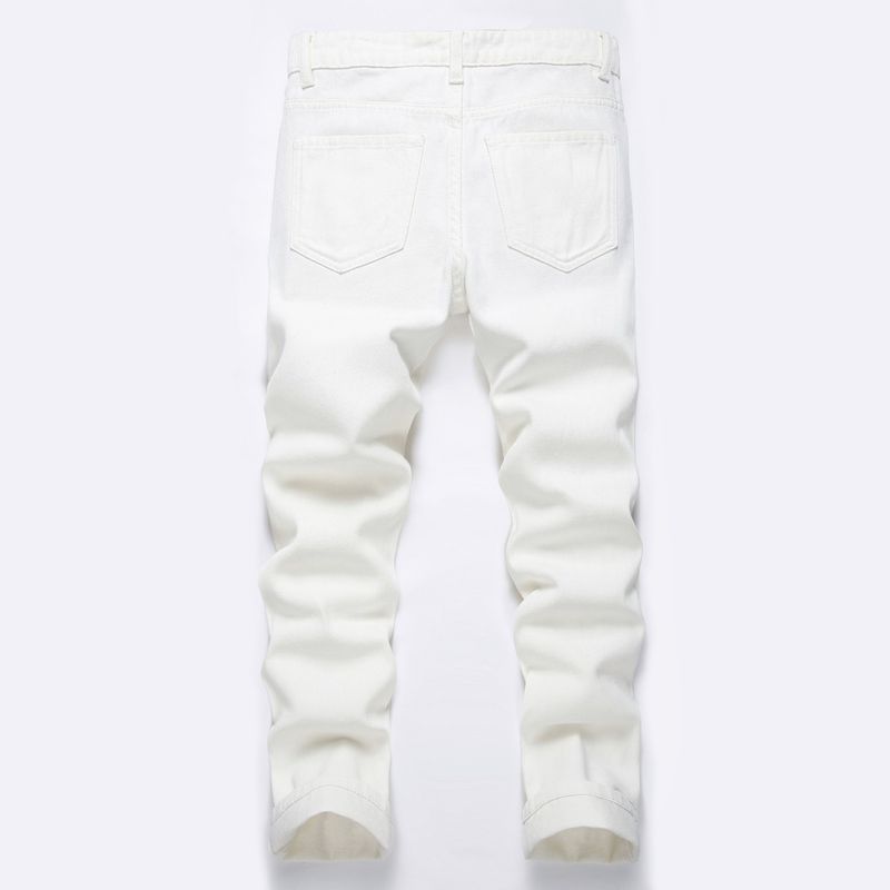Weiße Stretch-Jeanshose mit geradem Schnitt für Jungen_voghion.com