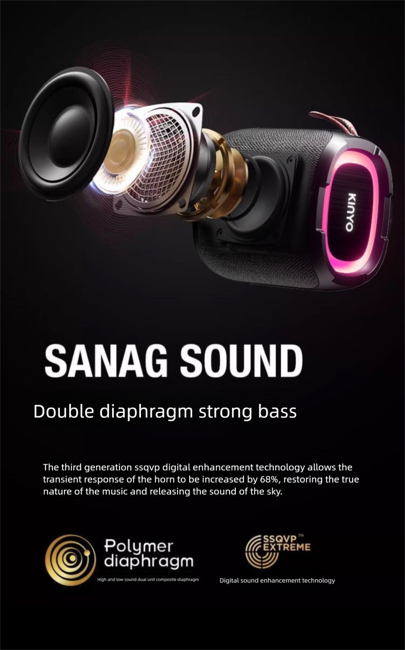 Jinyun K50 High-End Outdoor Waterproof Bluetooth Speaker Small Audio Super Subwoofer Portable Large Volume Loudspeaker_voghion.com