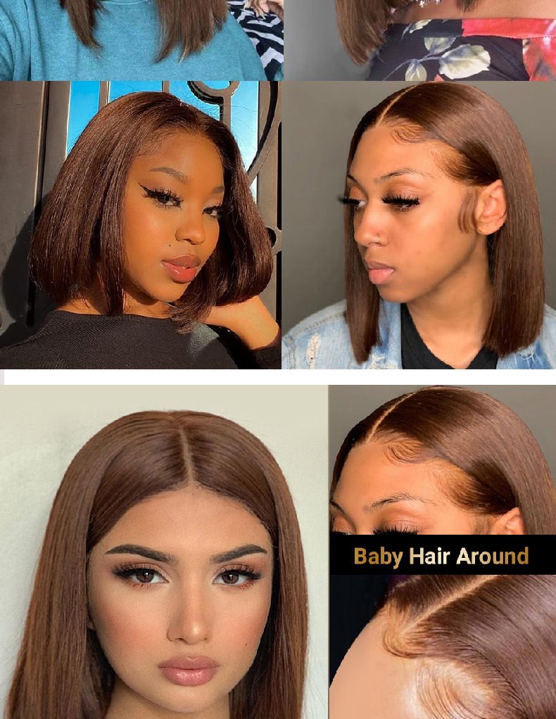 Bob corto Parrucche per capelli umani color cioccolato marrone bobo_voghion.com