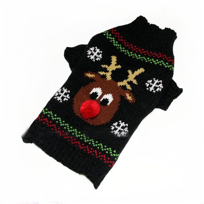 Christmas pet Clothing Red Nose Deer pet sweater Poodle Teddy Small medium large dog sweater_voghion.com