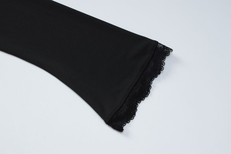 Elegante camicetta da donna in pizzo con scollo quadrato e maniche lunghe – Top versatile dalla vestibilità slim (nero/rosa chiaro/bordeaux, S-L)_voghion.com
