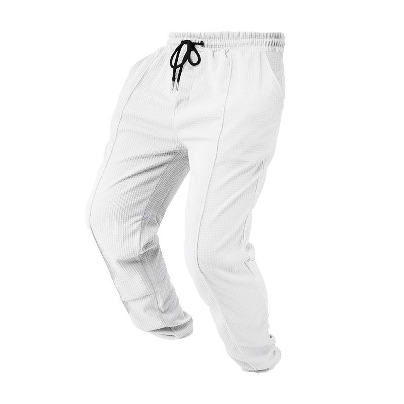 Men's Waffle-Knit Casual Pants – Straight-Leg Lounge Pants (S-XXXL, 5 Colors)_voghion.com