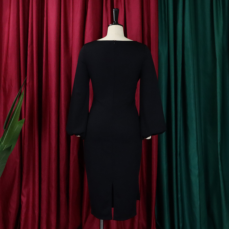 D324 Women's Clothing 2023 Spring And Autumn New Solid Color Bodycon Professional OL Elegant Plus Size Dress Synonyms_voghion.com