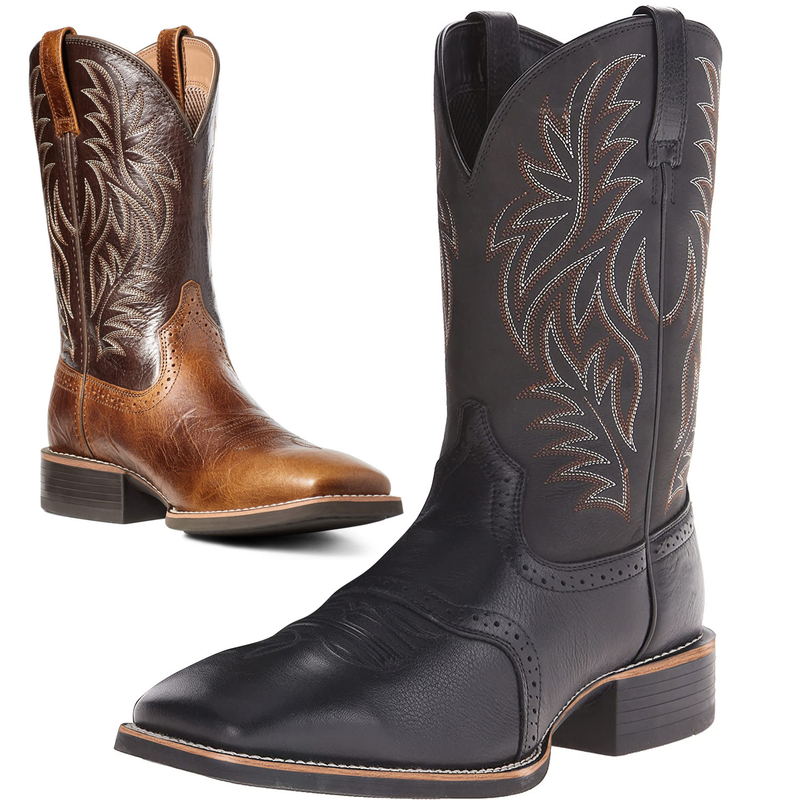 Pantofi bărbătești cu broderie retro sculptată, cu cap lat, cizme western de cowboy, model înalt_voghion.com