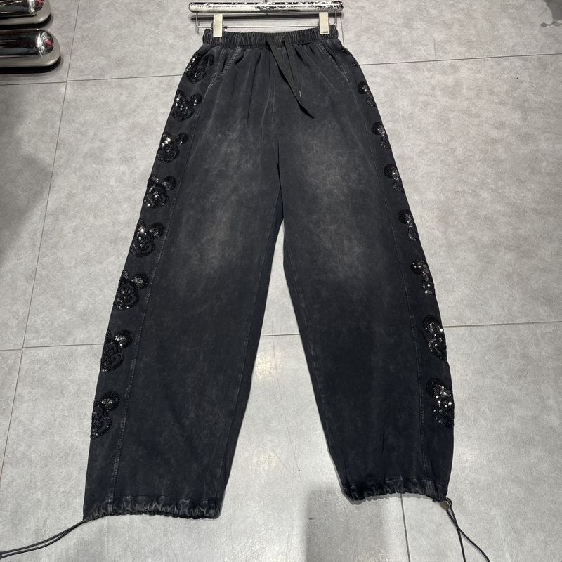 Women's Clothing Heavy Industry Hot Diamond Cartoon Sweatpants Slim Elastic Waist Casual Sports Trousers_voghion.com