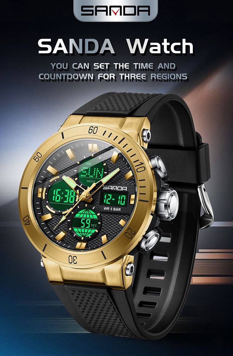 Men's And Women's Sport Digital Watch With Analog Display, Waterproof, Luminous, Multi-Function For Outdoor Activities, Students, And Daily Wear_voghion.com