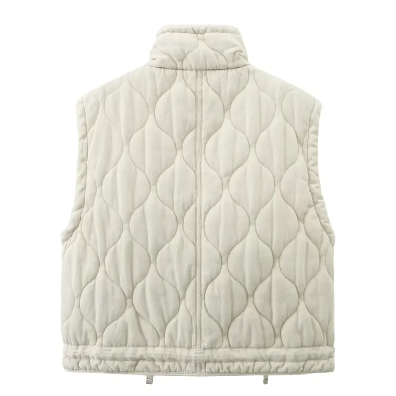 Nuovo gilet versatile da donna con colletto alto, senza maniche, decorazione con tasca, in cotone, giacca con spalle larghe_voghion.com