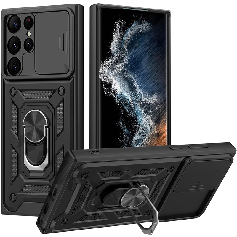 Voor Galaxy S22 Ultra 5G hoesje Samsung S22 S21 FE Ultra Plus A52 A53 A73 Slide Stand Ring Camera Militaire Klasse Armor Ring_voghion.com