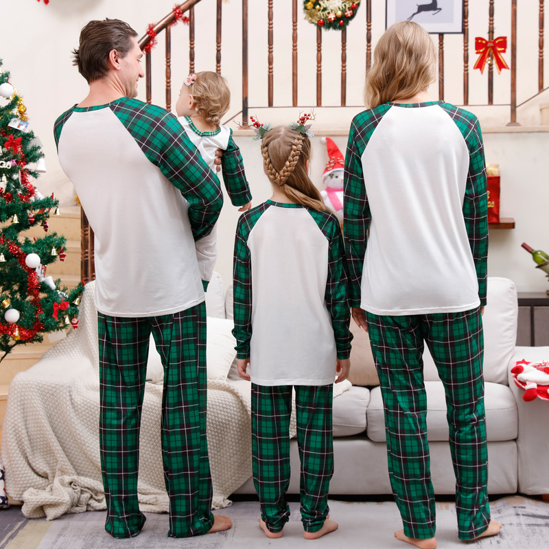 Conjunto de pijamas familiares de Navidad, conjunto de pijamas familiares de Navidad, mangas largas estampadas de Navidad_voghion.com