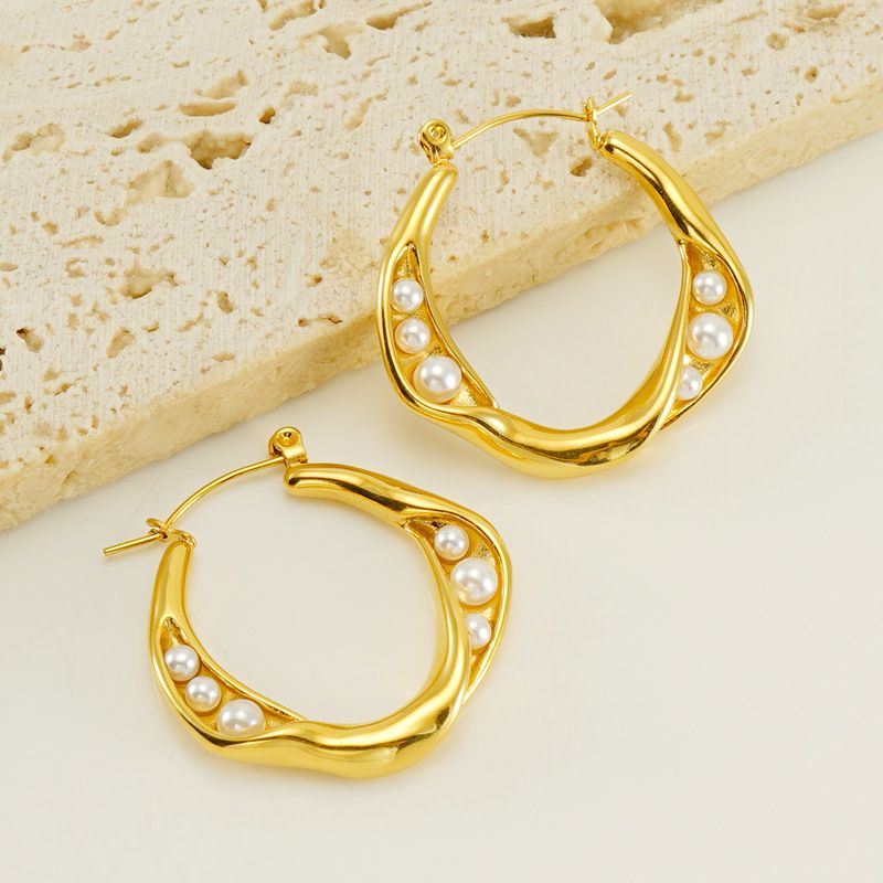 Orecchini a bottone in acciaio al titanio con cerchio geometrico in acciaio inossidabile di alta qualità per donna_voghion.com