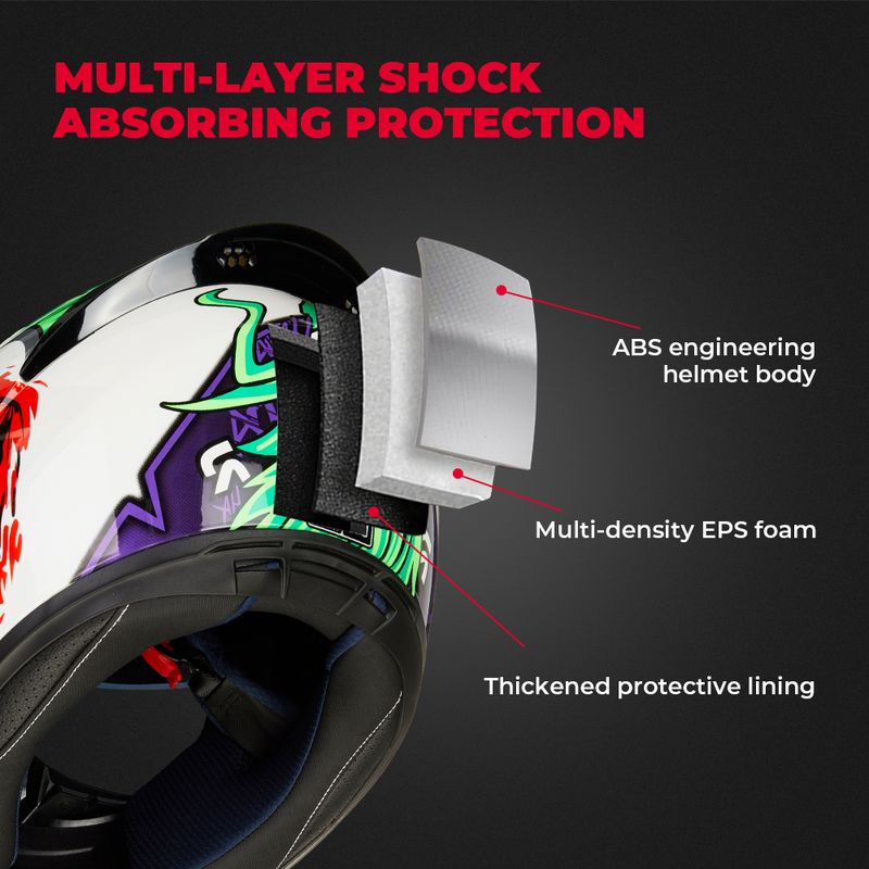 Motorcykelhjälm Clown Full Face Racing Motocrosshjälm Flip Up Moto Vuxen Motorcykel Street Touring Ridning Casco Capacete_voghion.com