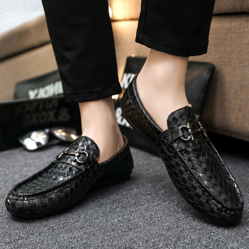 Mocassins de primavera Beanbean um pé masculino preguiçoso dirigindo tamanho grande maré transfronteiriça sapatos de couro brilhante_voghion.com
