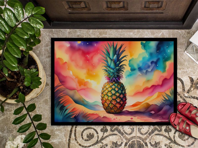 Colorful Pineapple Doormat Front Door Mat Indoor Outdoor Rugs For Entryway, Non Slip Washable Low Pile, 24H X 36W_voghion.com