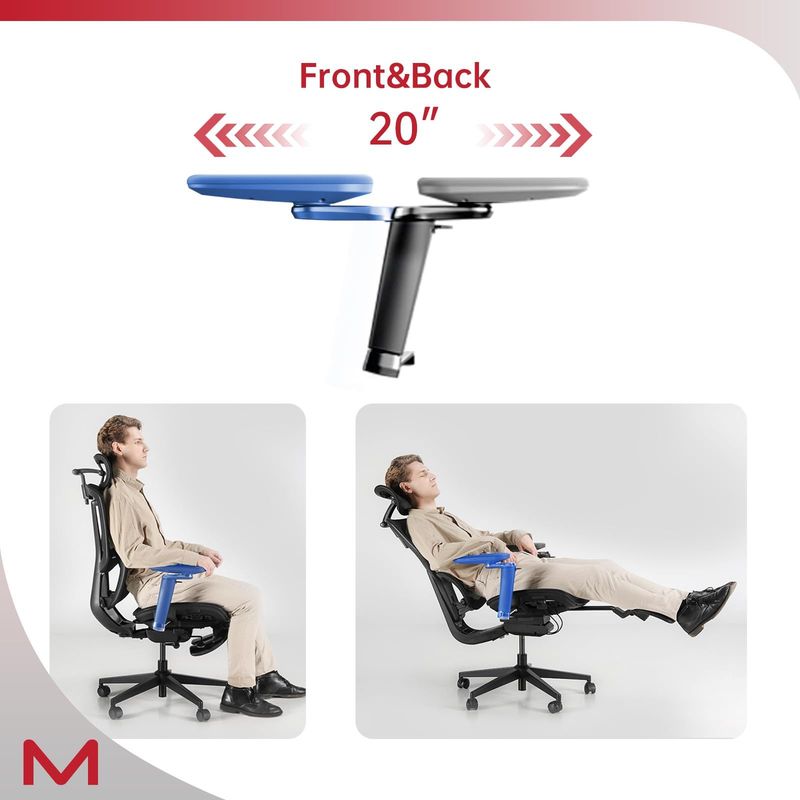 M2-MT Ergonomic Office Chair High Back Desk Chair With Large Elastic Adaptive Lumbar Support With Retractable Footrest 3D Headrest ARSS Armrest 135°Tilting Mesh Computer Chair BIFMA_voghion.com