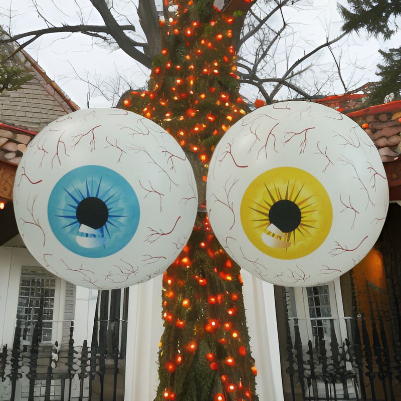 PVC Inflatable LED Eyeball, Halloween Glowing Ball Decoration With Bloodshot Effect, Horror Party Prop_voghion.com