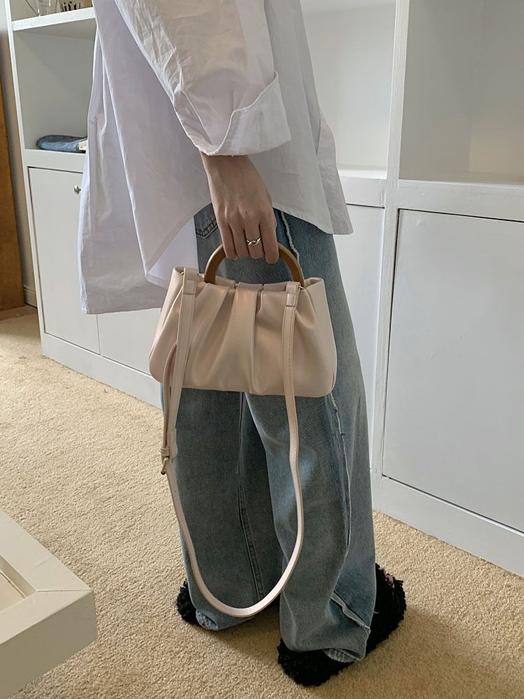 Borsa a tracolla plissettata da ragazza in bianco perla, nuova borsa da donna 2024, borsa da donna alla moda ed elegante_voghion.com