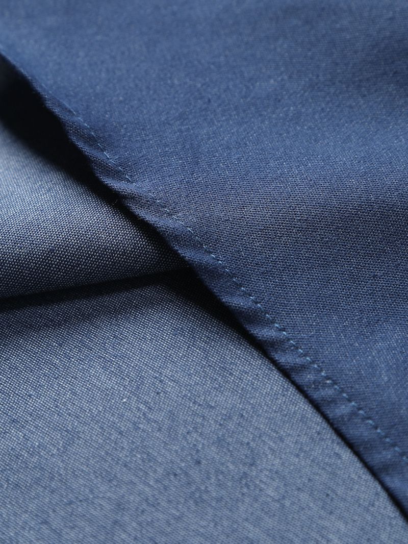 Herrenbekleidung Neue Herren Casual Denim Outdoor Workwear Langarmhemd Jugend Einfarbiges Hemd Herrenbekleidung_voghion.com