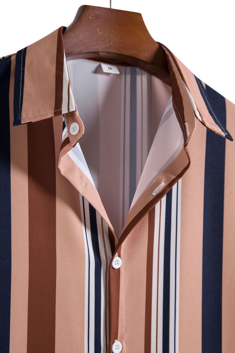 Men's Clothing Summer New Striped Shirt Men's Casual Shirt Short Sleeve Shopify_voghion.com