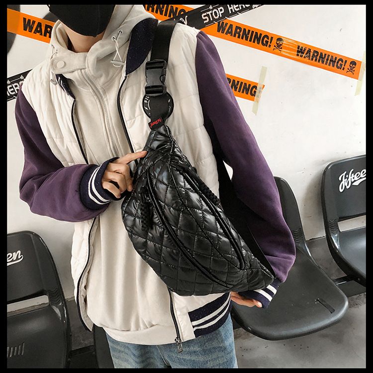 Winter New Women's Waist Bag Large Capacity Cotton Coat Crossbody Bag Fashion Waist Bag Diamond Embroidery Couple Chest Bag_voghion.com
