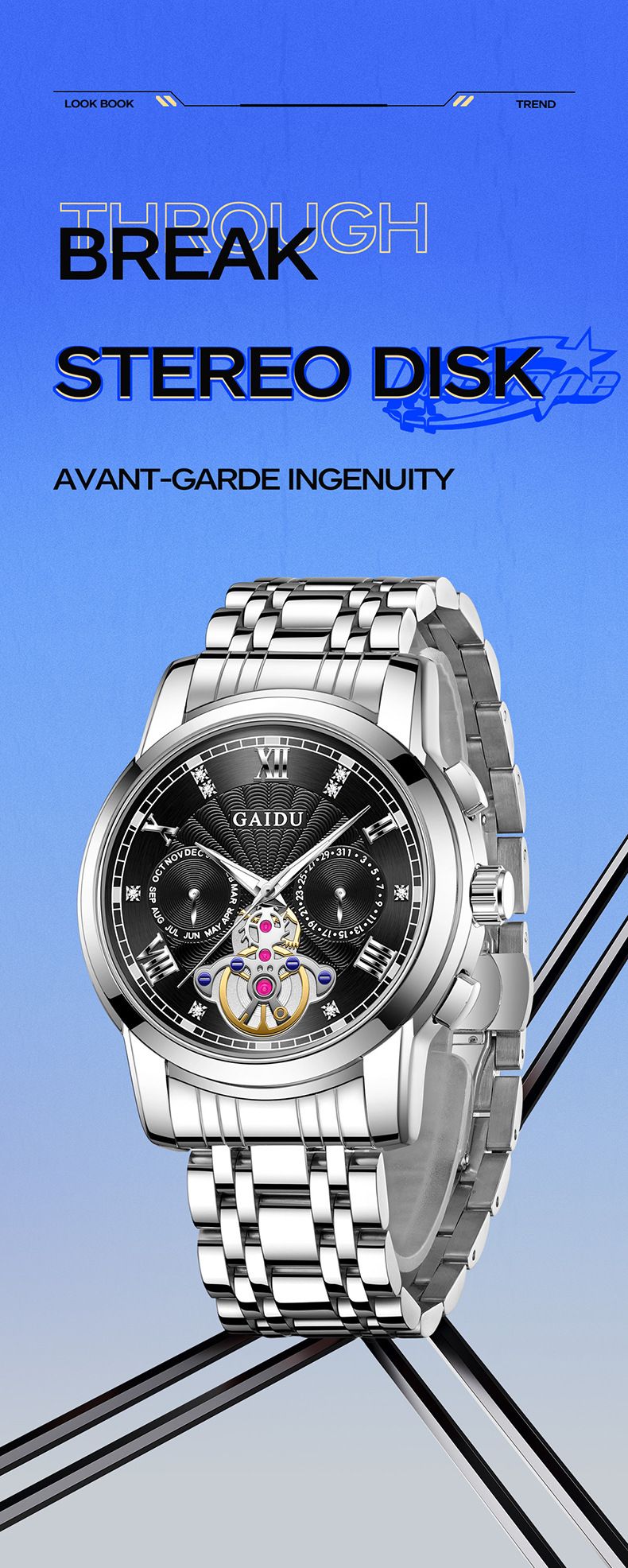 Relógio Masculino - Relógio de Quartzo Empresarial Moderno com Pulseira de Aço Inoxidável, à Prova D'água e Luminoso, Mostrador Redondo de 40mm_voghion.com